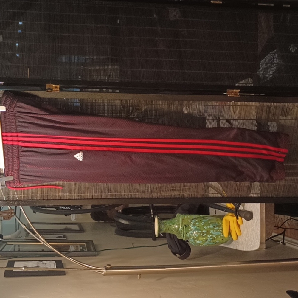 Adidas Black and Scarlet Climalite Warm up pants, size Medium